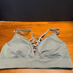Victoria's Secret Sport Bra Size L | Olive Green Strappy Cage Front | Athleisure